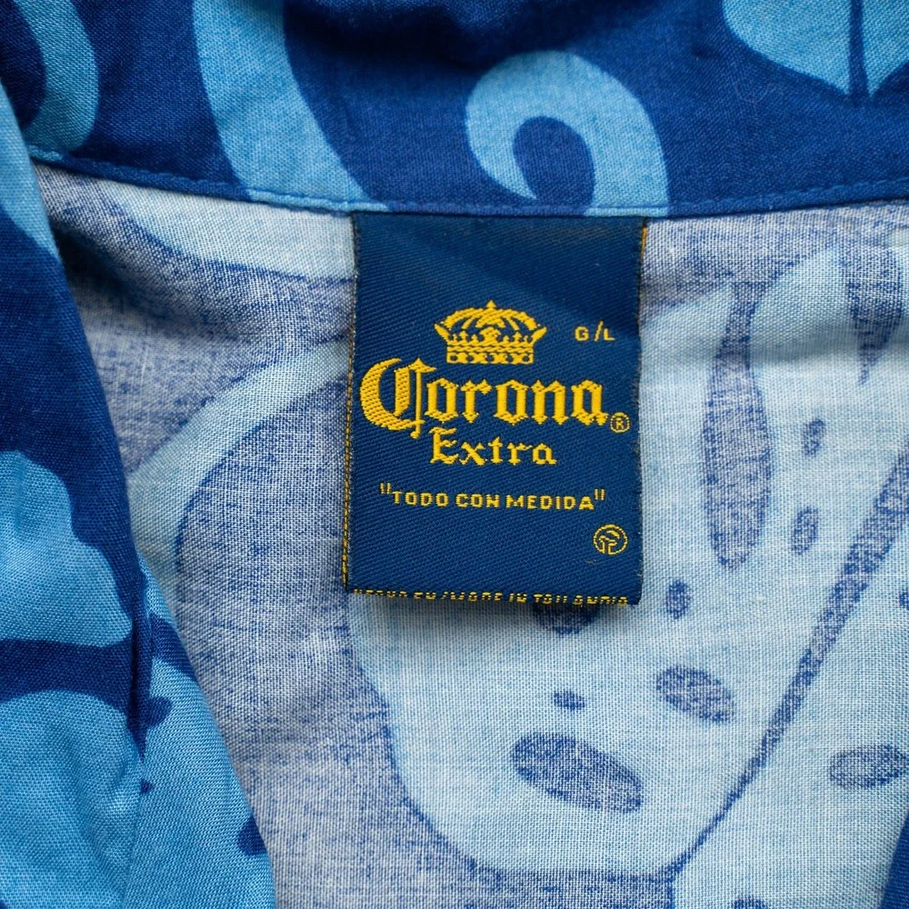 Vintage 2000s Y2k Corona Button Up Rayon Hawaiian Aloha Shirt‎ XL